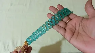 How to make Monalisa beeds double layer grand long chain/Monalisa beads necklace making at home