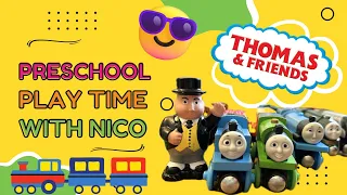 Preschool Play Time with Nico - Playing with Thomas and Friends Wooden Railway