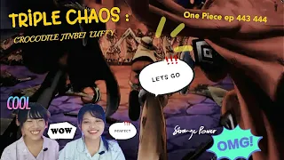 Triple Chaos Crocodile Jinbei Luffy | One Piece Reaction Ep 443 - 444