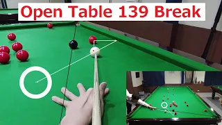 Snooker Open Table 139 Break with aim line editing