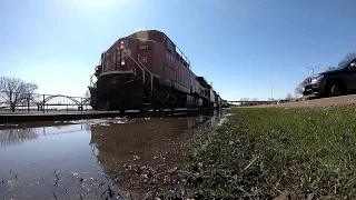 Canadian Pacific Train - Rising Mississippi Flood Water - Davenport Iowa