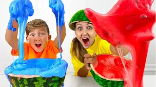 Senya and Mom Make Watermelon Slime