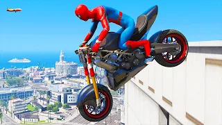 GTA 5 Spiderman Epic Car, Bike Jumps #3 (Bridge, Building, Mountain, Airport, Water & Train, Plane)