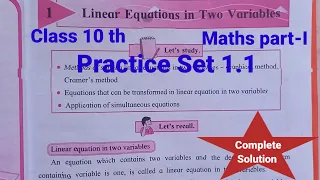 Practice set 1.1 class 10th | Linear equations in two variables