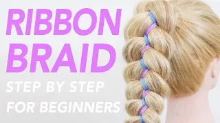 How To 5 Strand Ribbon Braid Step By Step For Complete Beginners [CC] | EverydayHairInspiration
