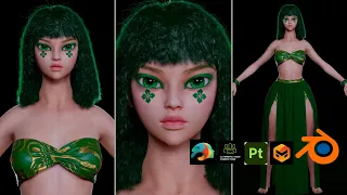 Stylized Character Design - 3D Modeling | Green Warrior | OC | Blender Cycle | Timelapse.