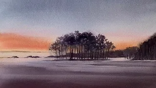 Paint A MISTY WATERCOLOR SUNRISE BEACH Seascape Loose Watercolour Landscape PAINTING Tutorial DEMO