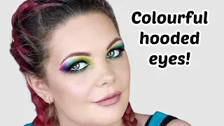 Colourful makeup tutorial for beginner hooded eyes! #shorts