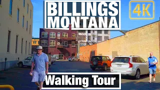 4K City Walks - Walking in Downtown Billings Montana on summer morning - Virtual treadmill travel