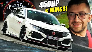 CRAZY BIKER & 450hp Honda Civic Type R FK8 // Nürburgring