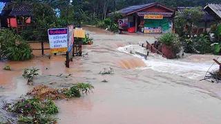 Flooding hits Phatthalung, Thailand due to heavy rains. Thailand flood. Natural Disasters. Weather