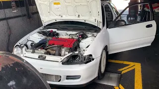 Honda civic hatch turbo b18 Dyno tuned by derf 💪 650hp