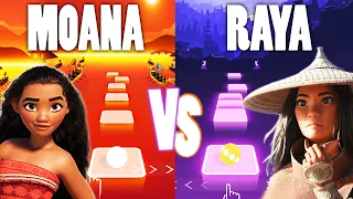 Moana How Far I'll Go Vs Raya And The Last Dragon Lead The Way - Tiles Hop EDM Rush