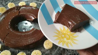 Sem açúcar, sem leite, sem ovos, sem farinha! Pudim de banana com chocolate 😋🍌