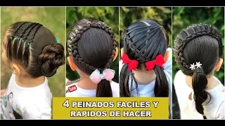 4 PEINADOS FACILES Y RAPIDOS DE HACER PARA NIÑAS|PEINADOS PARA LA ESCUELA|LPH