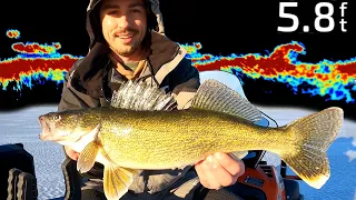 Shallow Walleyes are the BEST Walleyes (Ice Fishing in 5.8ft)