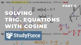 Solve Trigonometric Equations With Cosine | √2·cos(2x) + 1 = 2 | Part 2