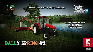 Bally Spring/#2/Making Silage For Cows/Mowing/Raking/Baling/Wrapping Bales/FS22 4K Timelapse