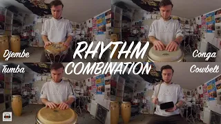 How To Play a Rhythm Combination with Tumba, Conga, Djembe and Cowbell