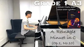 Grade 1 A3 | A. Reinagle - Minuet in C (Op.1, No.10) | ABRSM Piano Exam 2023-2024 | Stephen Fung 🎹