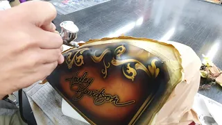 Harley Davidson fuel tank Art Airbrush. Original Art