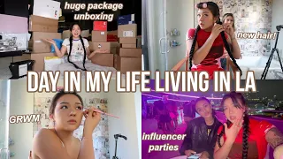 day in my life living in LA! HUGE christmas unboxing + GRWM for influencer parties | vlogmas day9