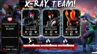 X-Ray Team! Survivor Mode Elder Difficulty Gameplay. MK Mobile.