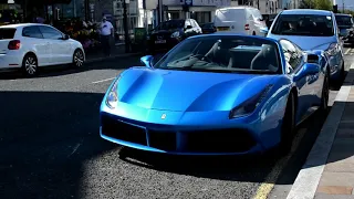 Blu Corsa FERARI 488 SPIDERS madness Wheelspin, startup, revs