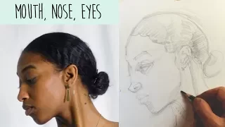 Drawing FACES in PROFILE -  how to draw the mouth, nose and eye