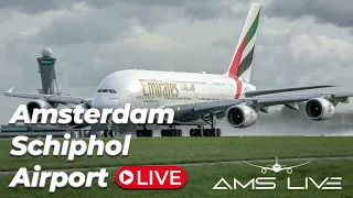 🔴 Live: arrivals followed by departures at Amsterdam Schiphol Airport | A380 in & out!