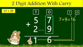 Addition with Carrying, Carry Over Addition for Grade 1 & 2 Maths | Double Digit Sum #maths