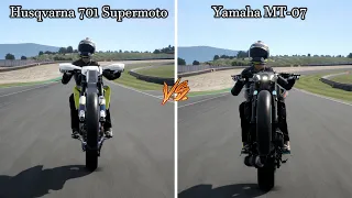 Yamaha MT-07 2021 VS Husqvarna 701 Supermoto 2018 || Top Speed || Sound || Drag || Lap || Ride 4 ||