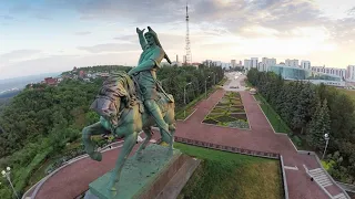 ||Ufa city view from drone||salawat yulaev |monument|