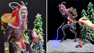 Krampus The Legendary Christmas Demon Creature  / Polymer Clay / Diorama