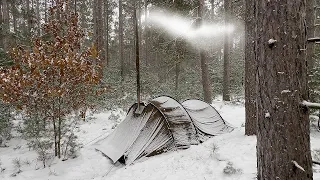 Hot Tent Camping in Snow - Pomoly Locomotive Tent, T1 Ultra3 Stove