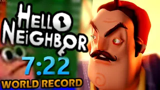 HELLO NEIGHBOR SPEEDRUN WORLD RECORD - 7 MINUTES (FASTEST TIME WITHOUT FEAR SCHOOL SKIP)