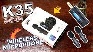 K35 Wireless Microphone | Mic For Youtubers Review & Test | Dual Receivers | DSLR Camera Mic Hindi