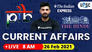 Daily Current Affairs in Hindi by Sumit Rathi Sir | 26 Feb 2021 The Hindu PIB for IAS