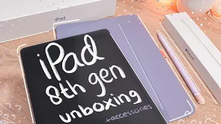 iPad 8th gen Space Grey Unboxing 📦 + Apple Pencil 1st gen + Accessories | ASMR