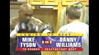 Mike Tyson warming up in the locker room before the fight against Danny Williams