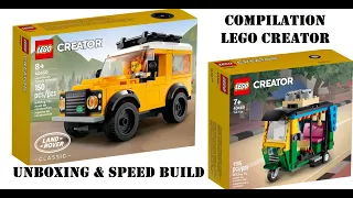 LEGO Creator Compilation Land Rover / TukTuk Unboxing & Speed Build