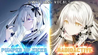 ♪Nightcore♪ →  Radioactive ✗ Pumped Up Kicks (Cover mashup by Megan Davies) - Switching Vocals