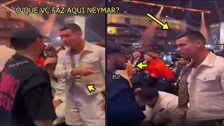 Reação de Neymar ao ver Criastiano Ronaldo em evento de luta na Arábia