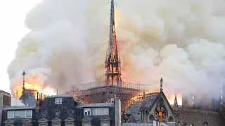 NOTRE DAME ERUPTS INTO FLAMES // ITV NEWS CLIP