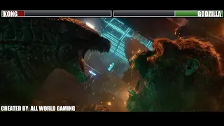 Godzilla vs Kong (2021) Hong Kong Battle with healthbars