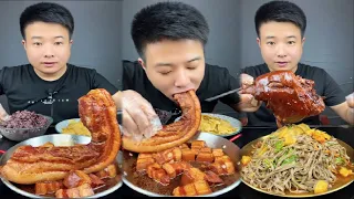 Mukbang Eating | ASMR | Chinese food Braised pork belly, cold buckwheat noodles, Egg, Pork elbow