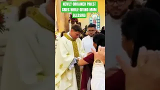 Newly Ordained Priest CRIES While Blessing His Mother#catholic #catholicchurch #shorts #jesus #bible
