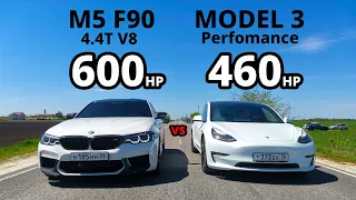 TESLA MODEL 3 Perfomance vs BMW M5 F90. LANCER 10 2.4 vs LADA PRIORA 1.8 ГОНКИ