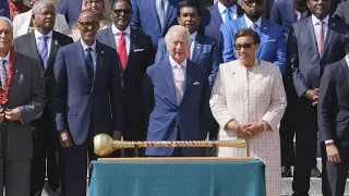 Britain's King Charles III poses for a photo with Commonwealth leaders | AFP