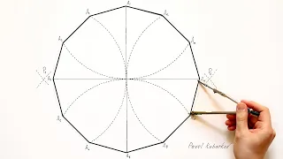 4K How to draw regular dodecagon with using a compass and a ruler